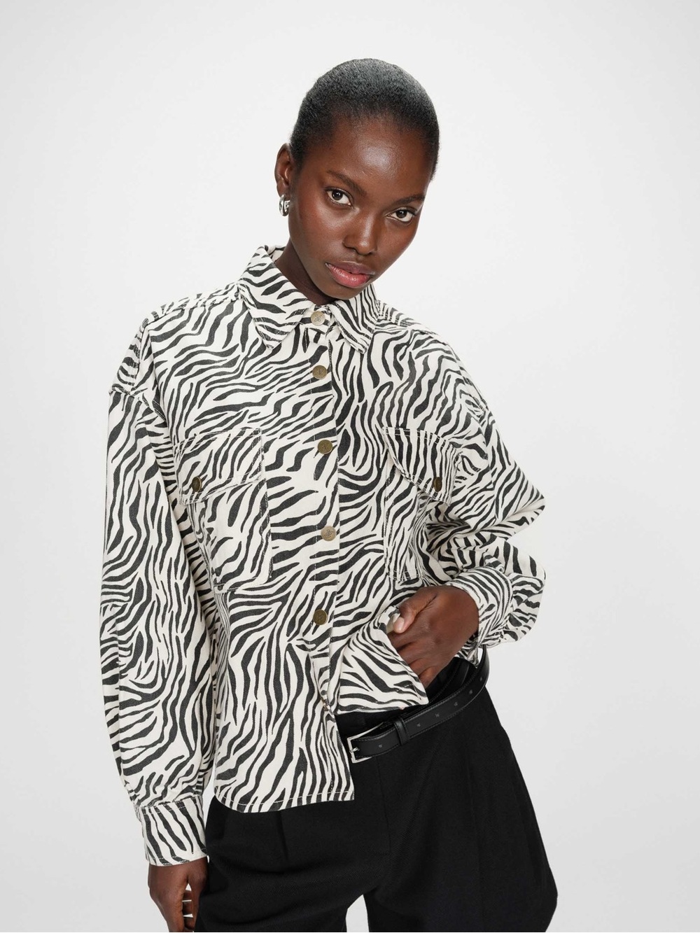 Brand New Grace & Mila Paris Zebra-Print Button-Front Jacket